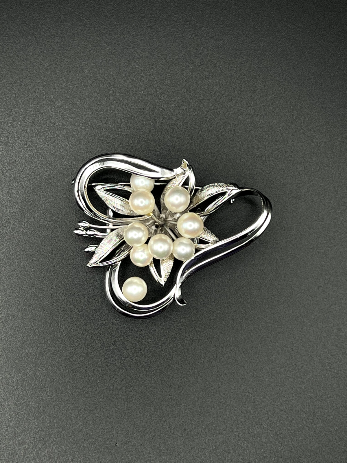 Vintage Marked Sterling Silver with Culture Pearls Brooch Pin