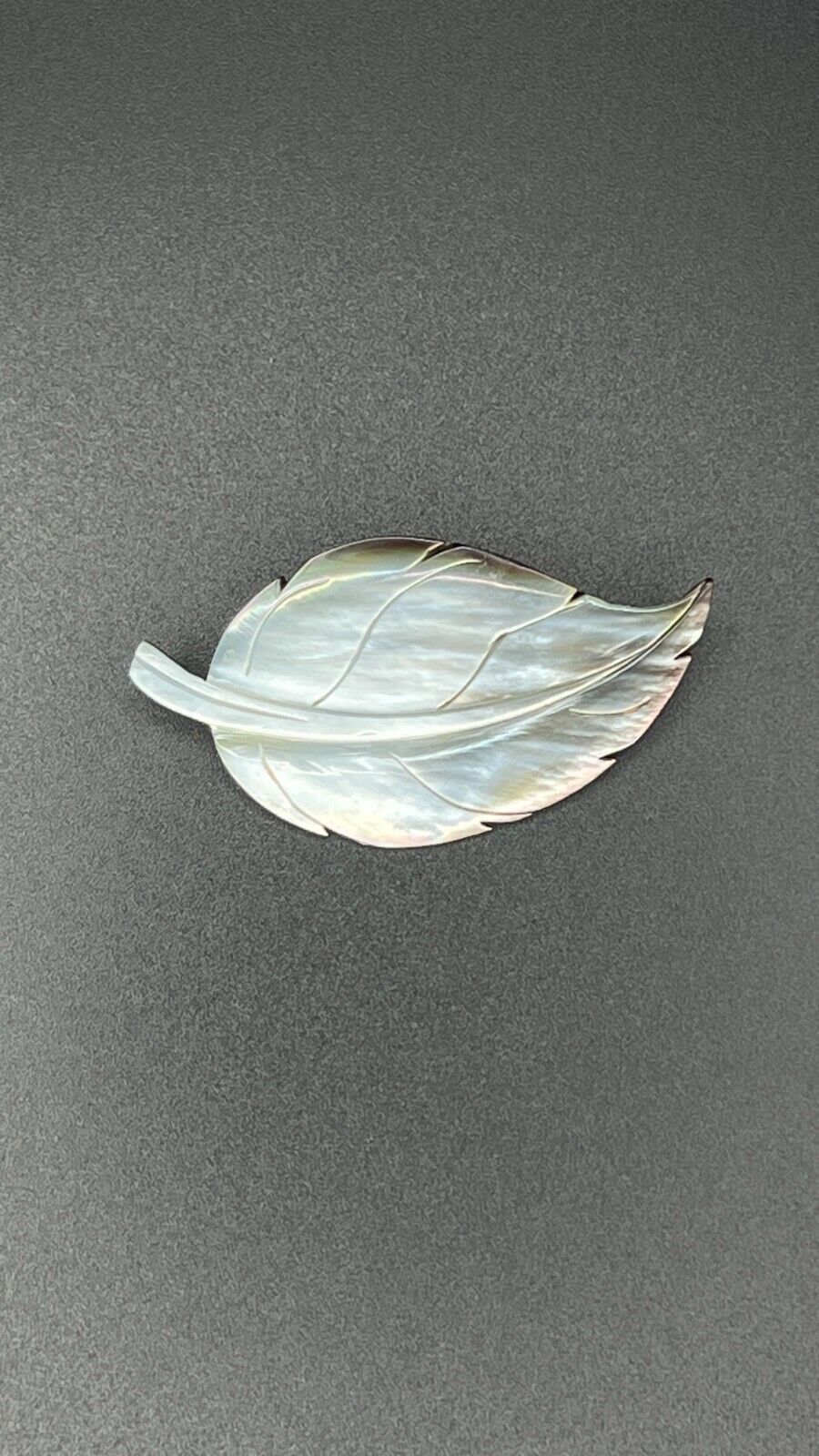 Vintage Iridescent Shell Leaf Brooch Pin