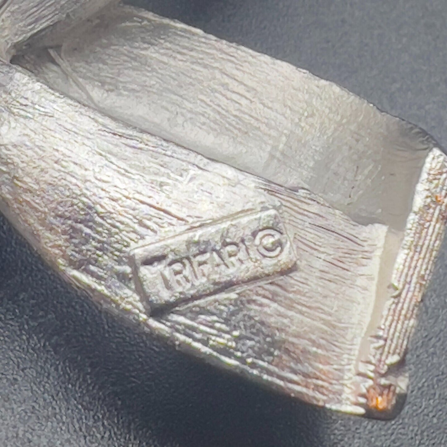 Vintage Signed Trifari Silver-Toned Classic Brushed/Shiny Ribbon Bow Brooch Pin