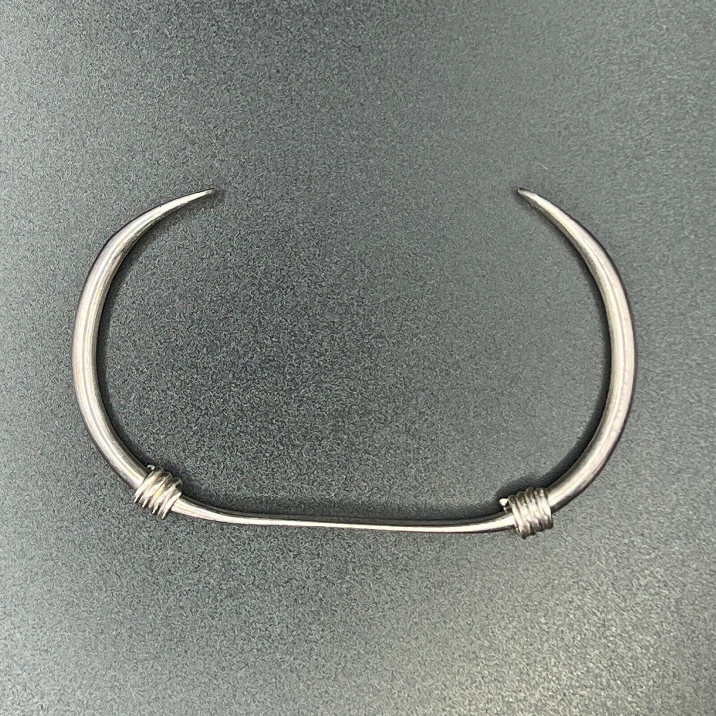Vintage Signed Sterling Silver Cuff Bracelet w Double Wrapped Wire Details