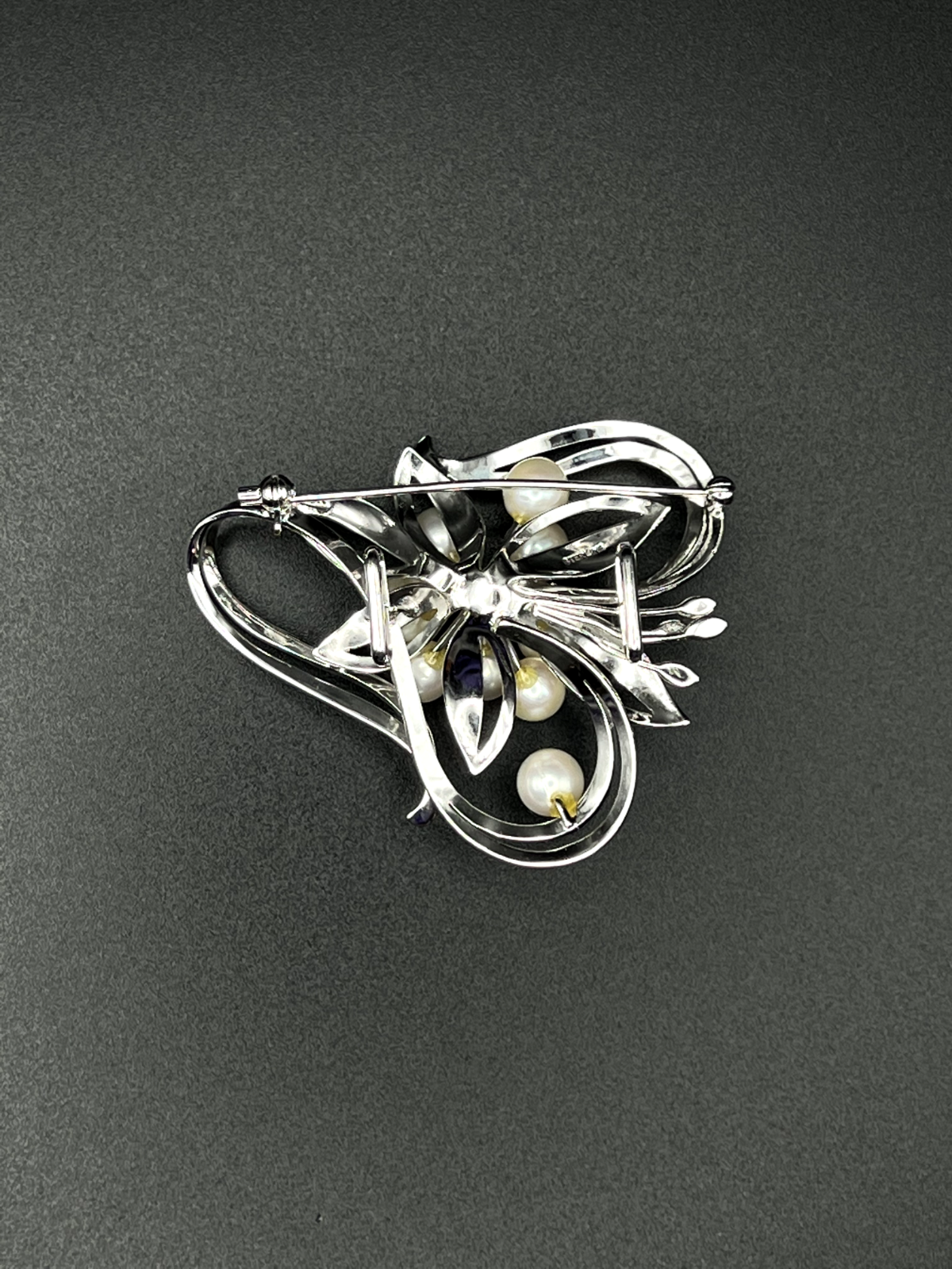 Vintage Marked Sterling Silver with Culture Pearls Brooch Pin