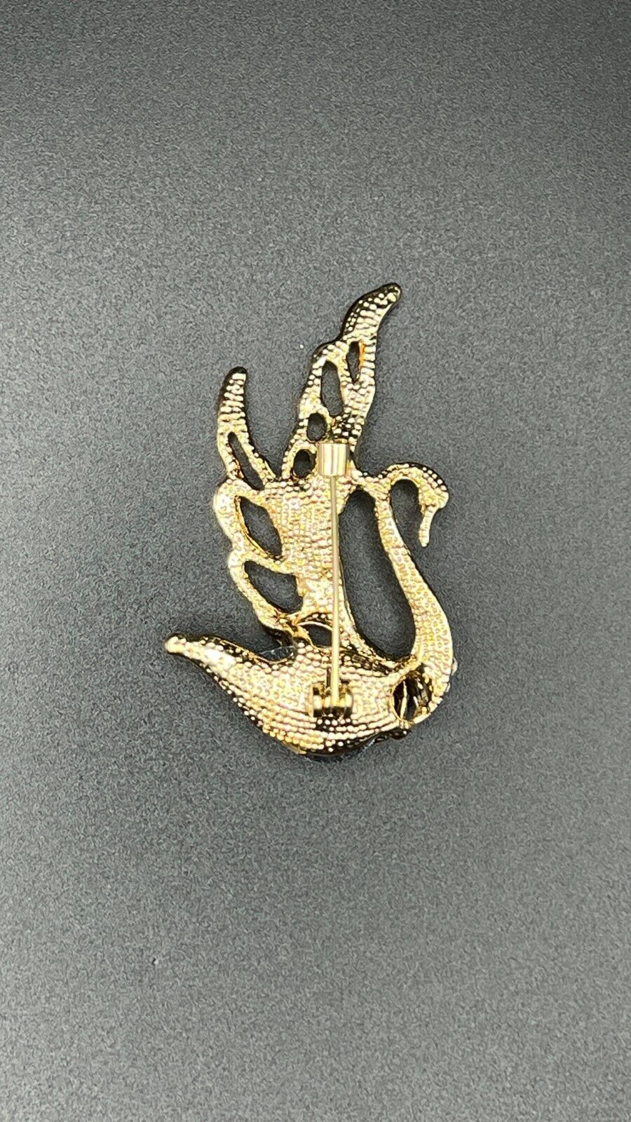 Vintage Gold-Toned Swan with Sparkly Deep Red & Clear Crystals Brooch Pin