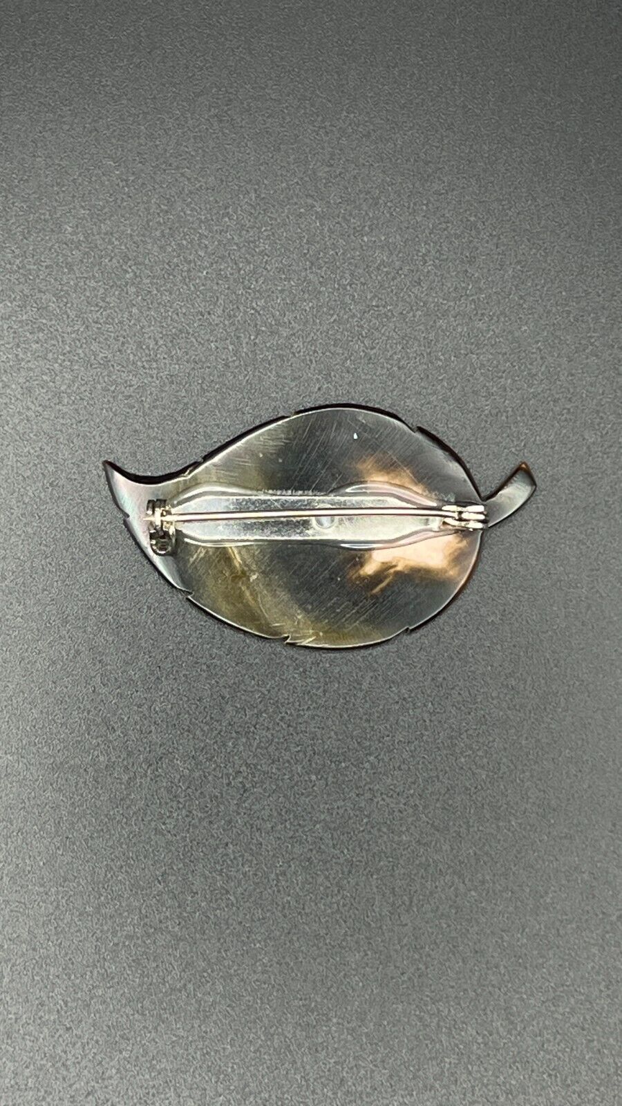 Vintage Iridescent Shell Leaf Brooch Pin