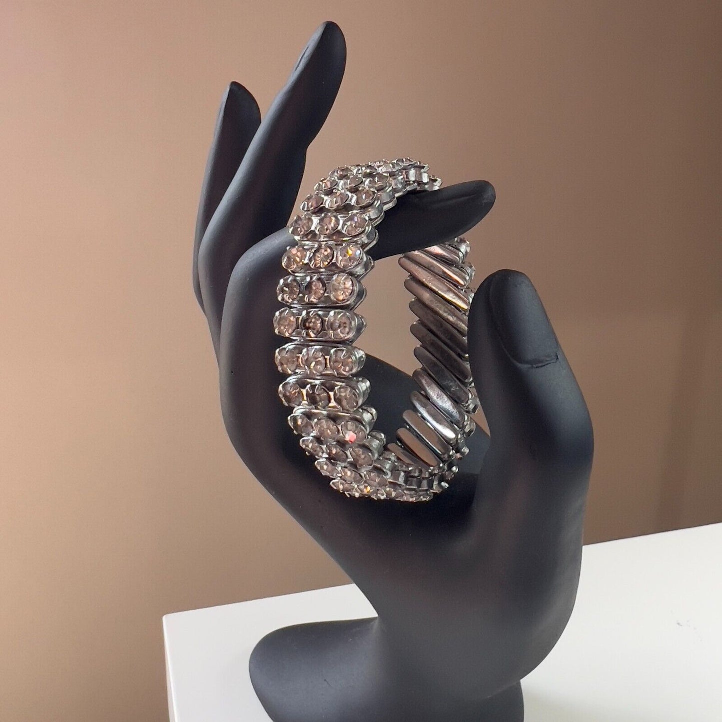 Vintage Sparkling 3 Rows Rhinestones Stretch Bracelet