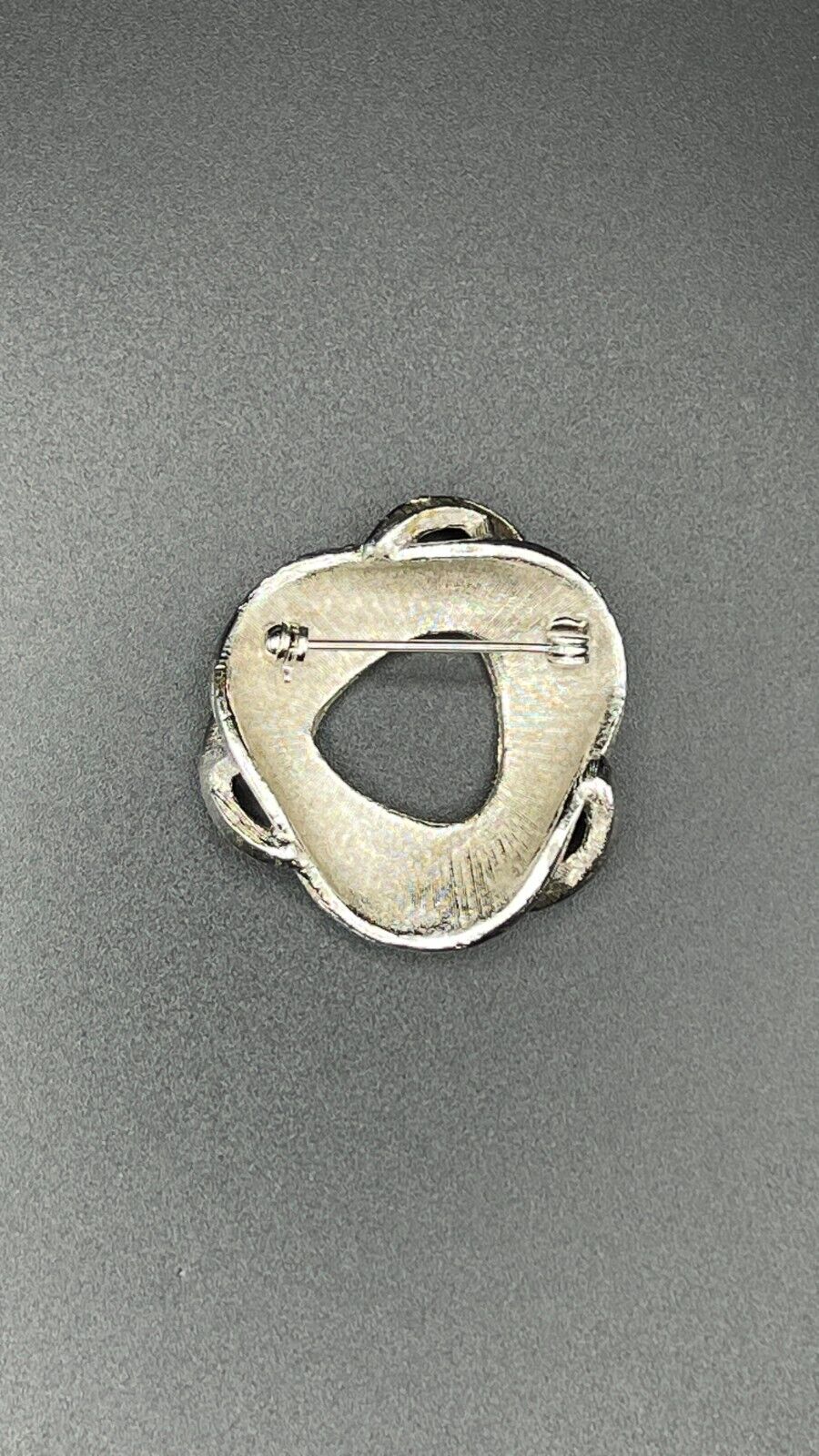 Vintage Silver-Tone Swirling Textured Circle of Life Brooch Pin