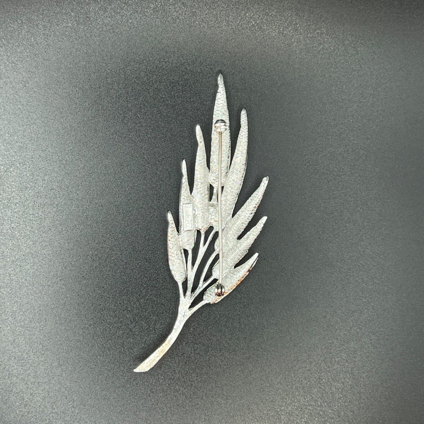 Vintage Large Signed Judy Lee Silver-Toned Leaf Brooch Pin