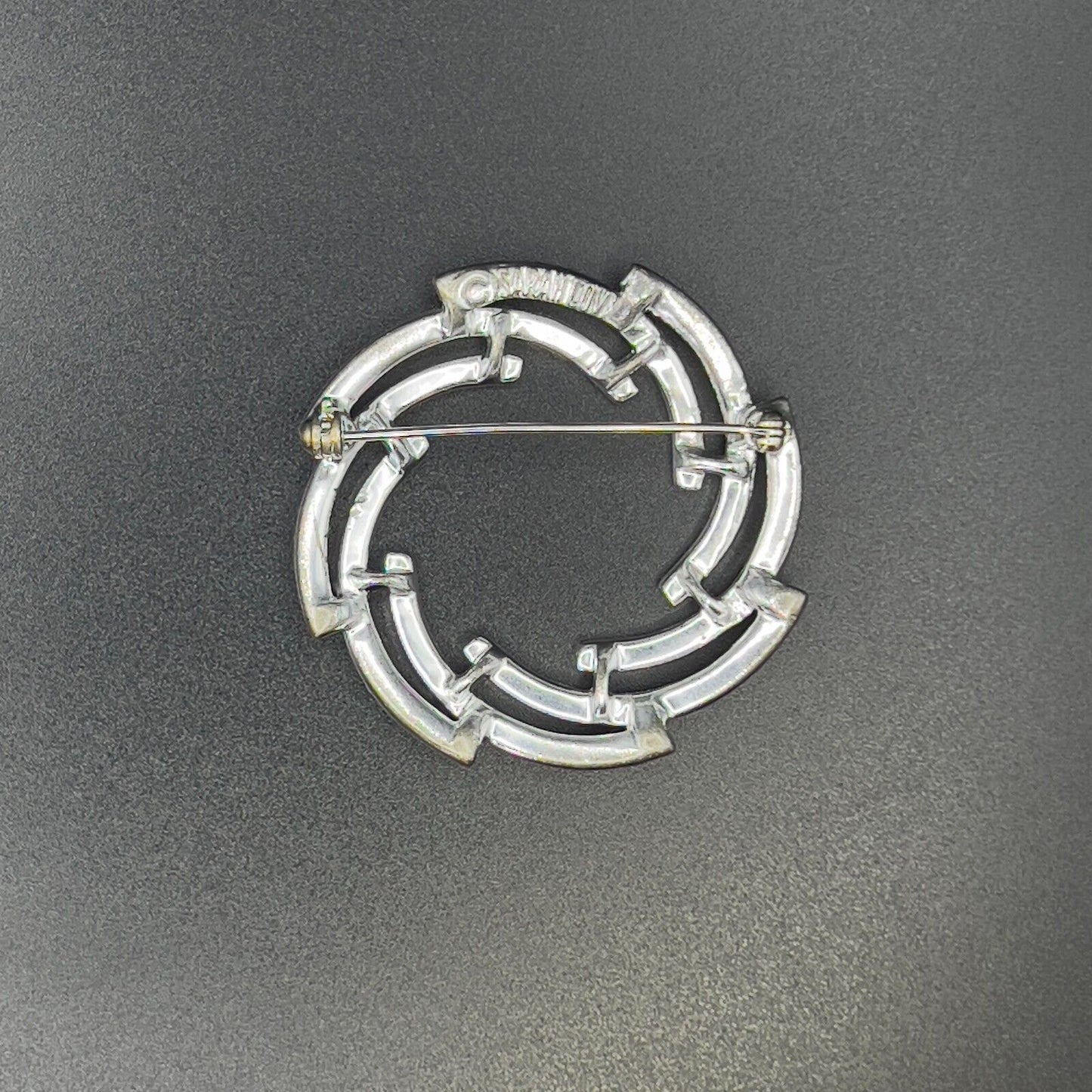 Vintage Signed Brooch Sarah Cov. Silver-Toned Swirl Textured Wreath Pin 60s/70s
