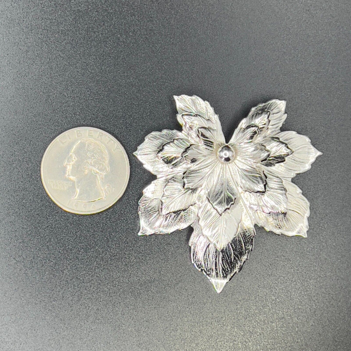 Vintage Maple Leaves Silver-Toned Signed Sarah Cov Brooch Pin & Clip On Earrings