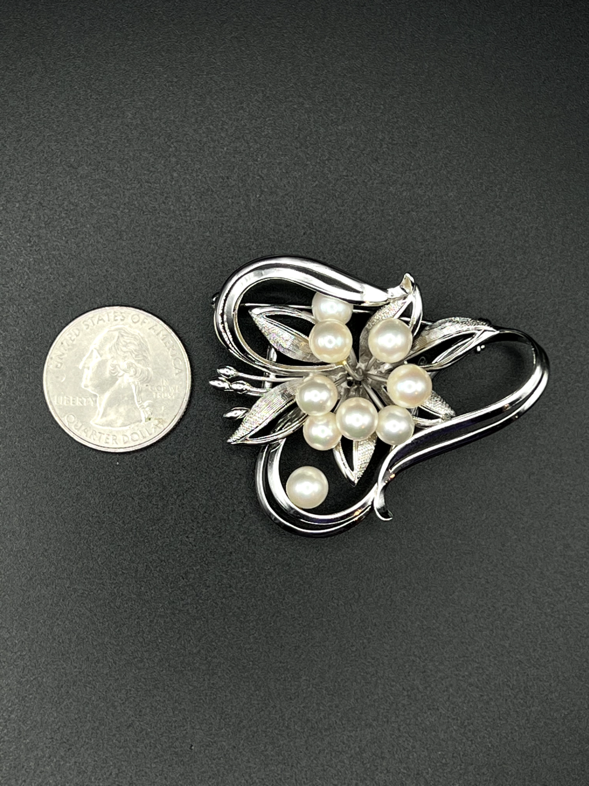 Vintage Marked Sterling Silver with Culture Pearls Brooch Pin