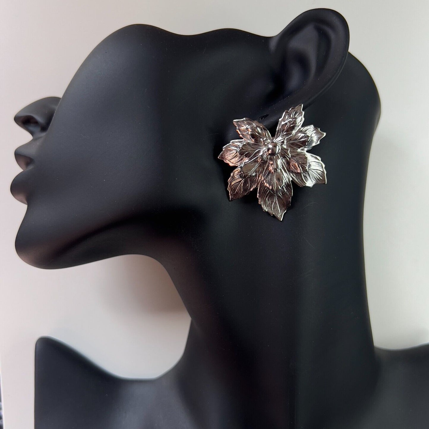 Vintage Maple Leaves Silver-Toned Signed Sarah Cov Brooch Pin & Clip On Earrings