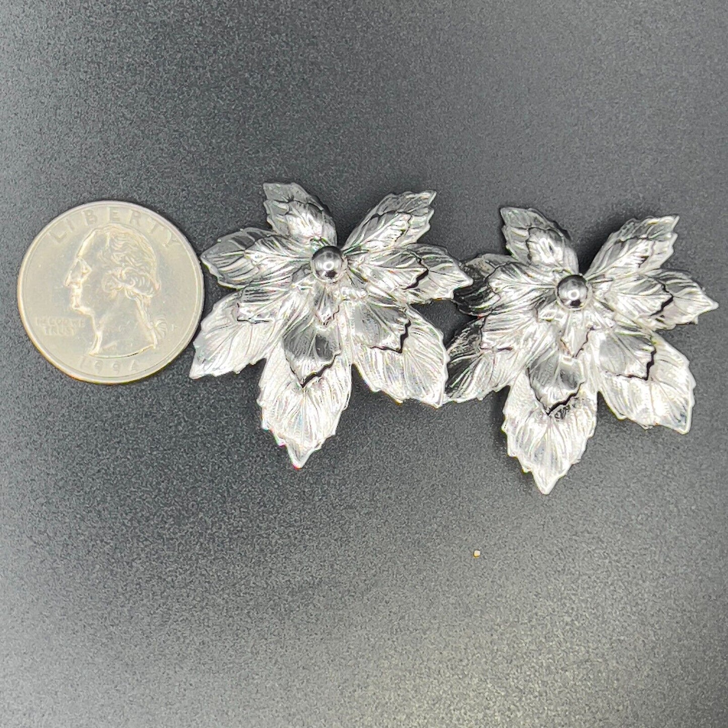 Vintage Maple Leaves Silver-Toned Signed Sarah Cov Brooch Pin & Clip On Earrings