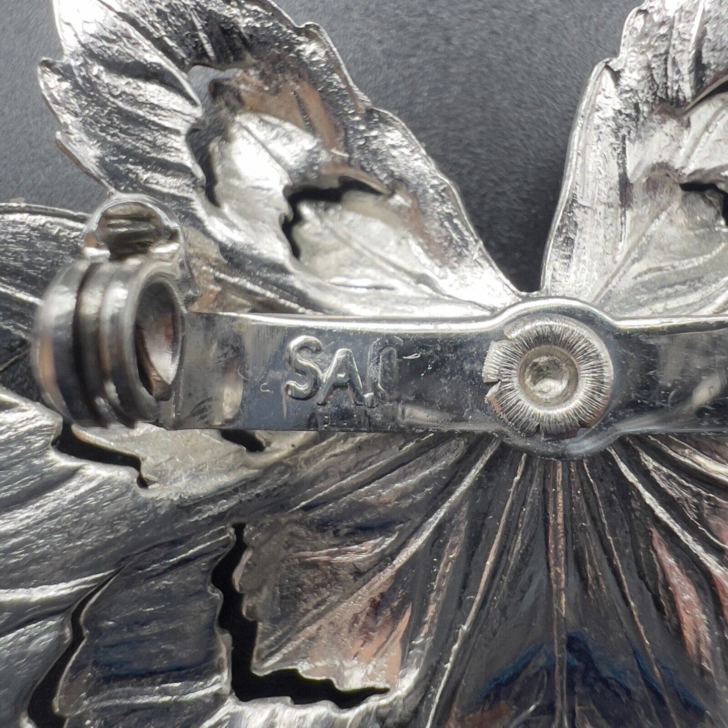 Vintage Maple Leaves Silver-Toned Signed Sarah Cov Brooch Pin & Clip On Earrings