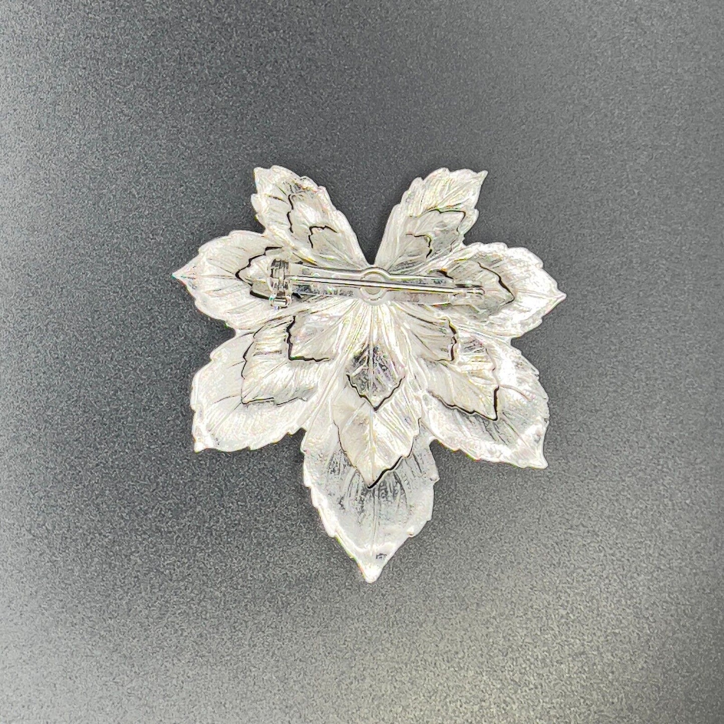 Vintage Maple Leaves Silver-Toned Signed Sarah Cov Brooch Pin & Clip On Earrings