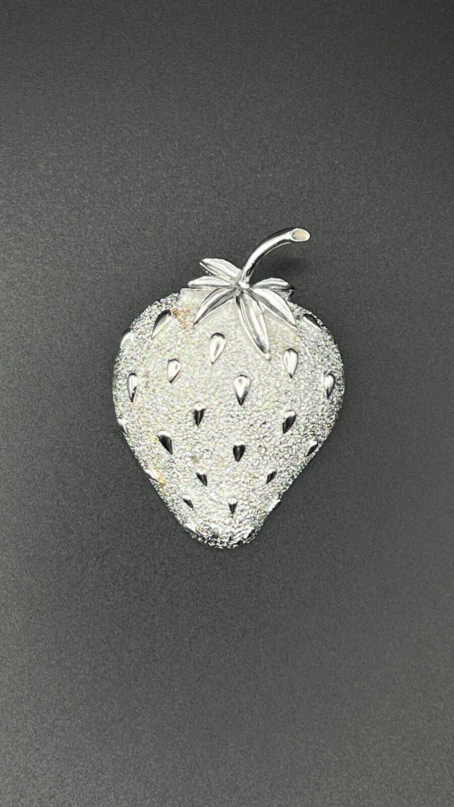Vintage Novelty Sarah Coventry Signed Silver-Toned Strawberry Brooch Pin