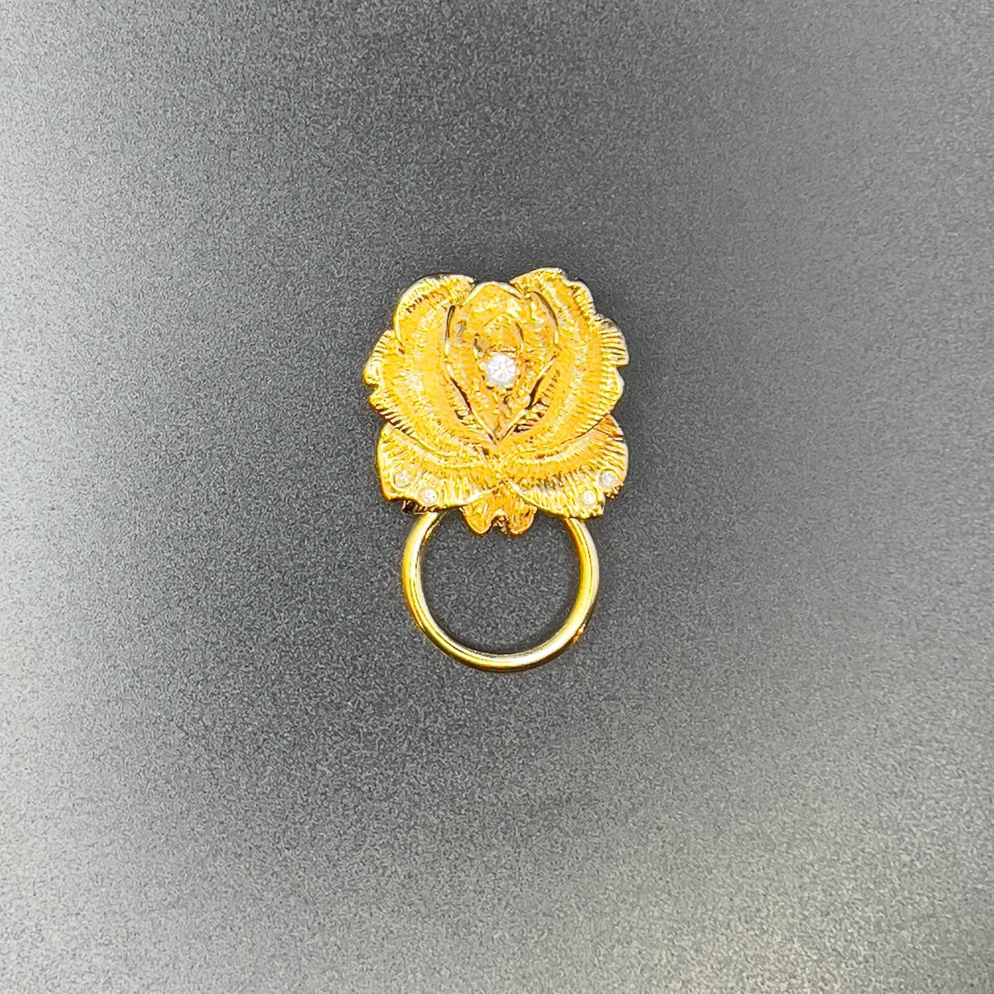 Vintage Rose Gold-Tone & Clear Rhinestones Brooch Pin