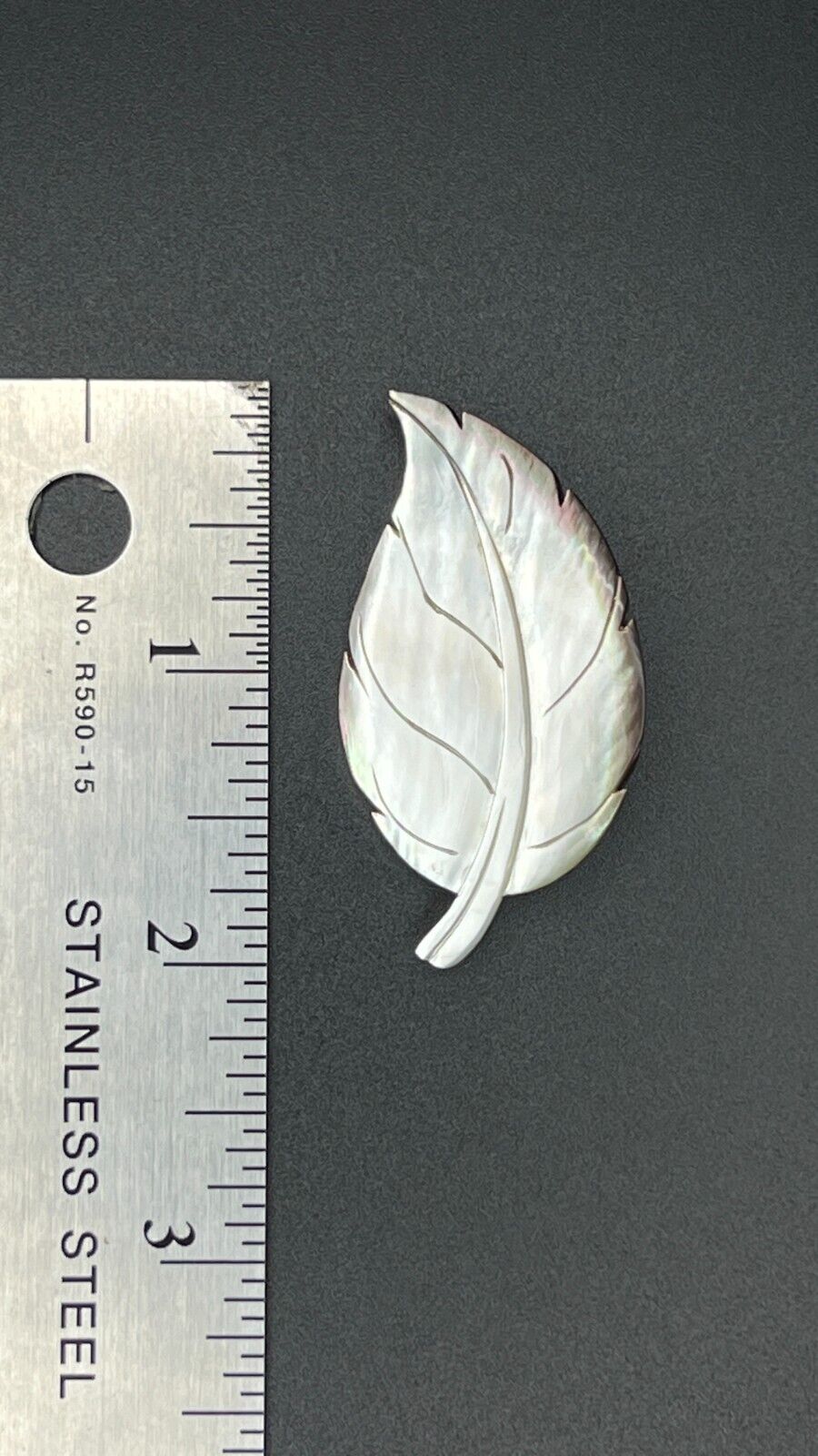 Vintage Iridescent Shell Leaf Brooch Pin