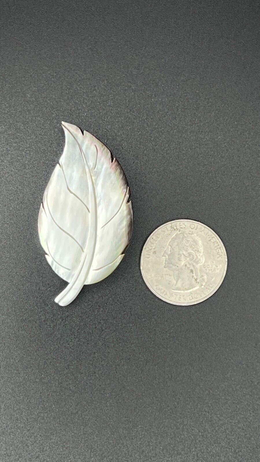 Vintage Iridescent Shell Leaf Brooch Pin