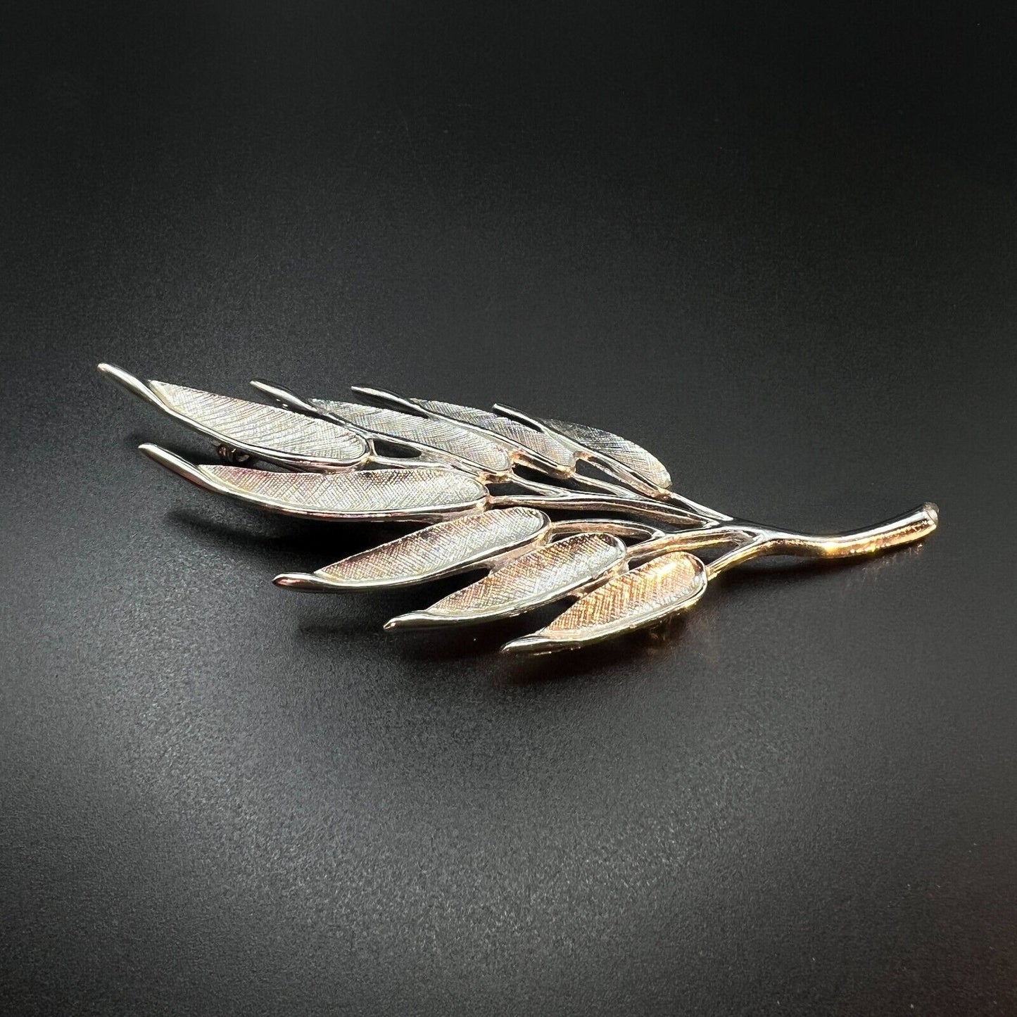 Vintage Large Signed Judy Lee Silver-Toned Leaf Brooch Pin