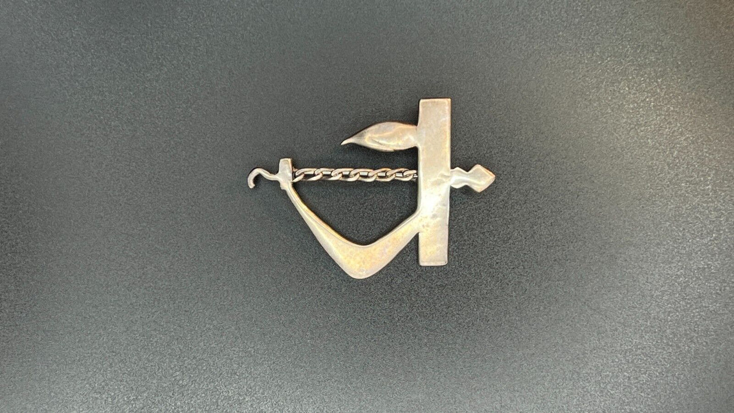 Vintage Sterling Silver Abstract Novelty Lantern Hallmarked LFO Pin Brooch