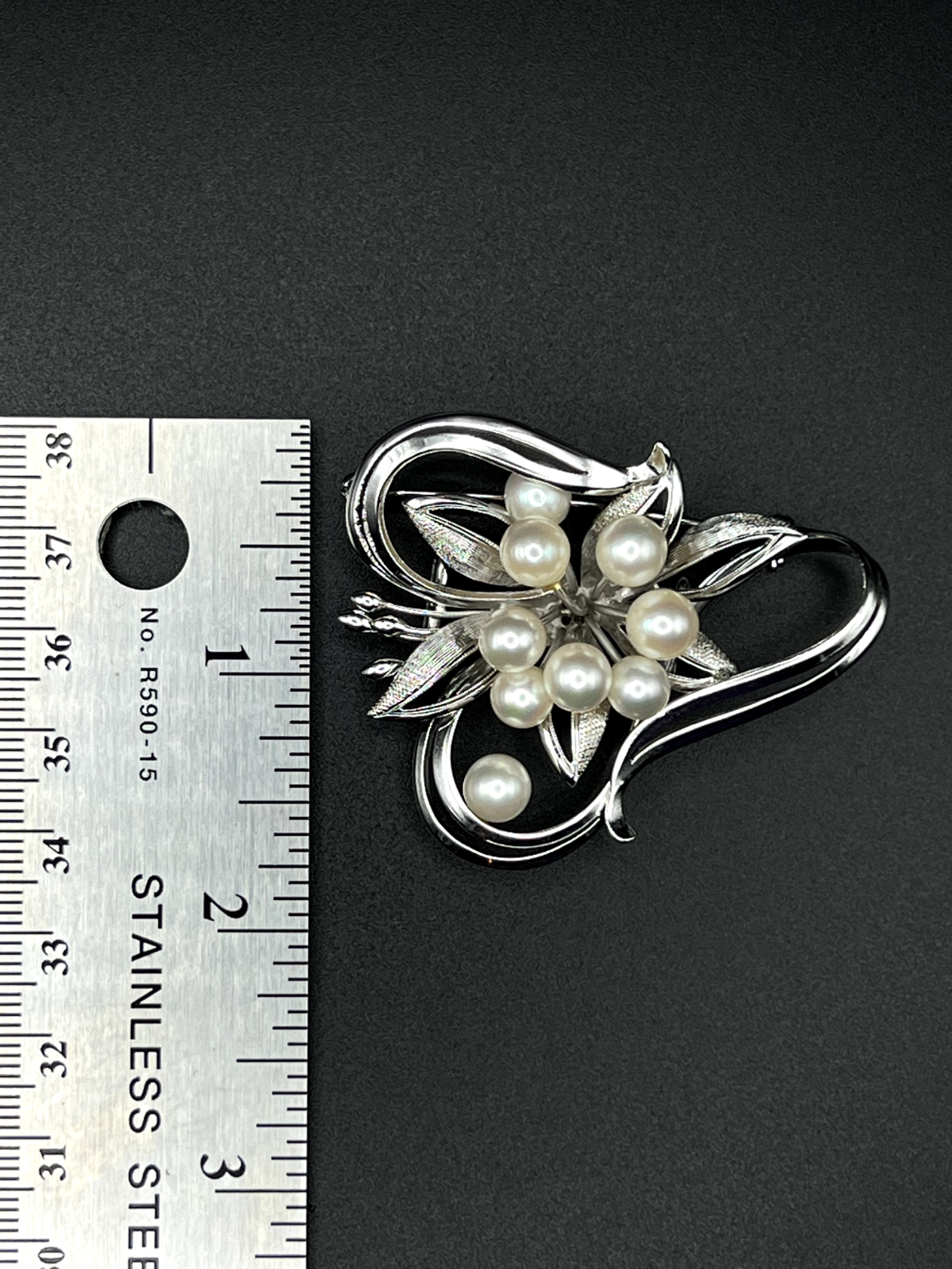 Vintage Marked Sterling Silver with Culture Pearls Brooch Pin