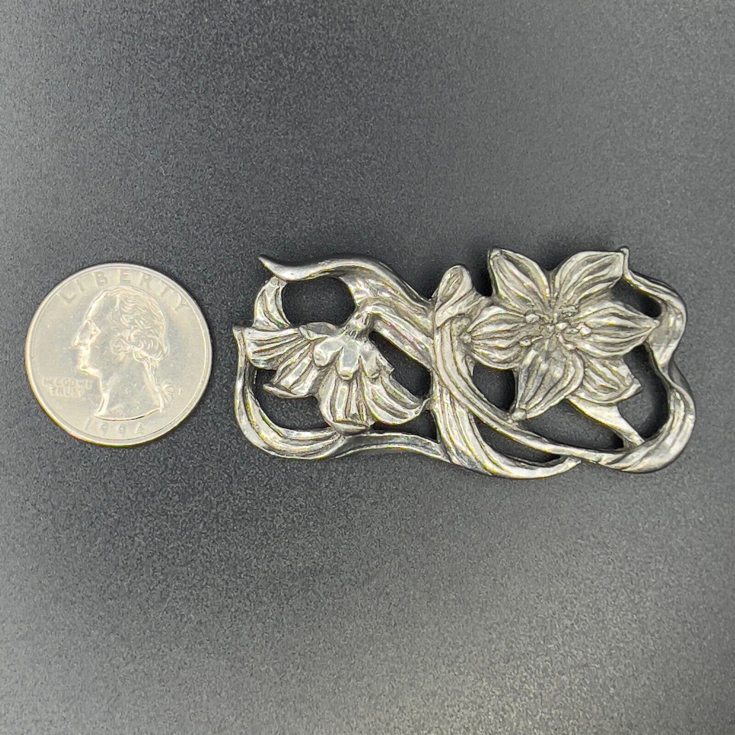 Vintage Signed 1988 Seagull Pewter Canada Flowers Brooch Pin
