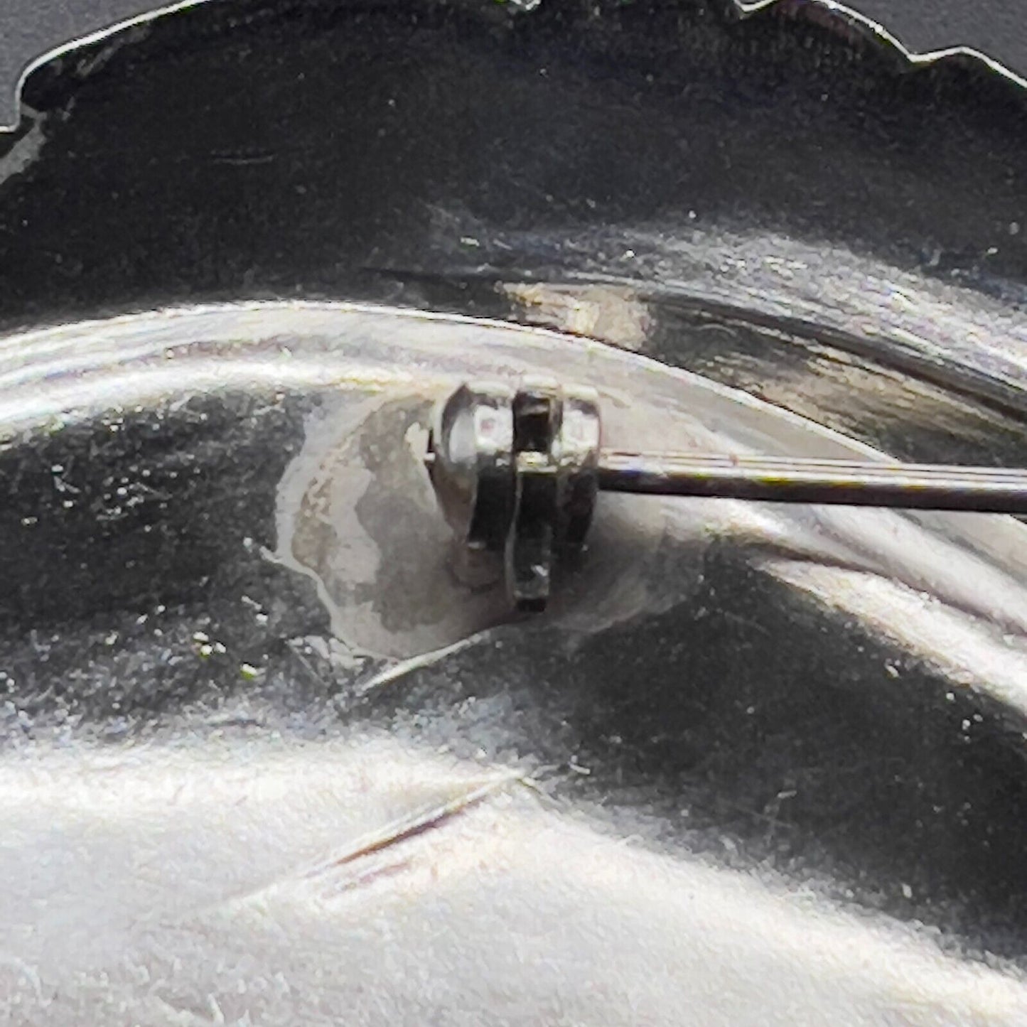 Vintage Silver-Toned Elegant Etched Leaf Design Brooch Pin