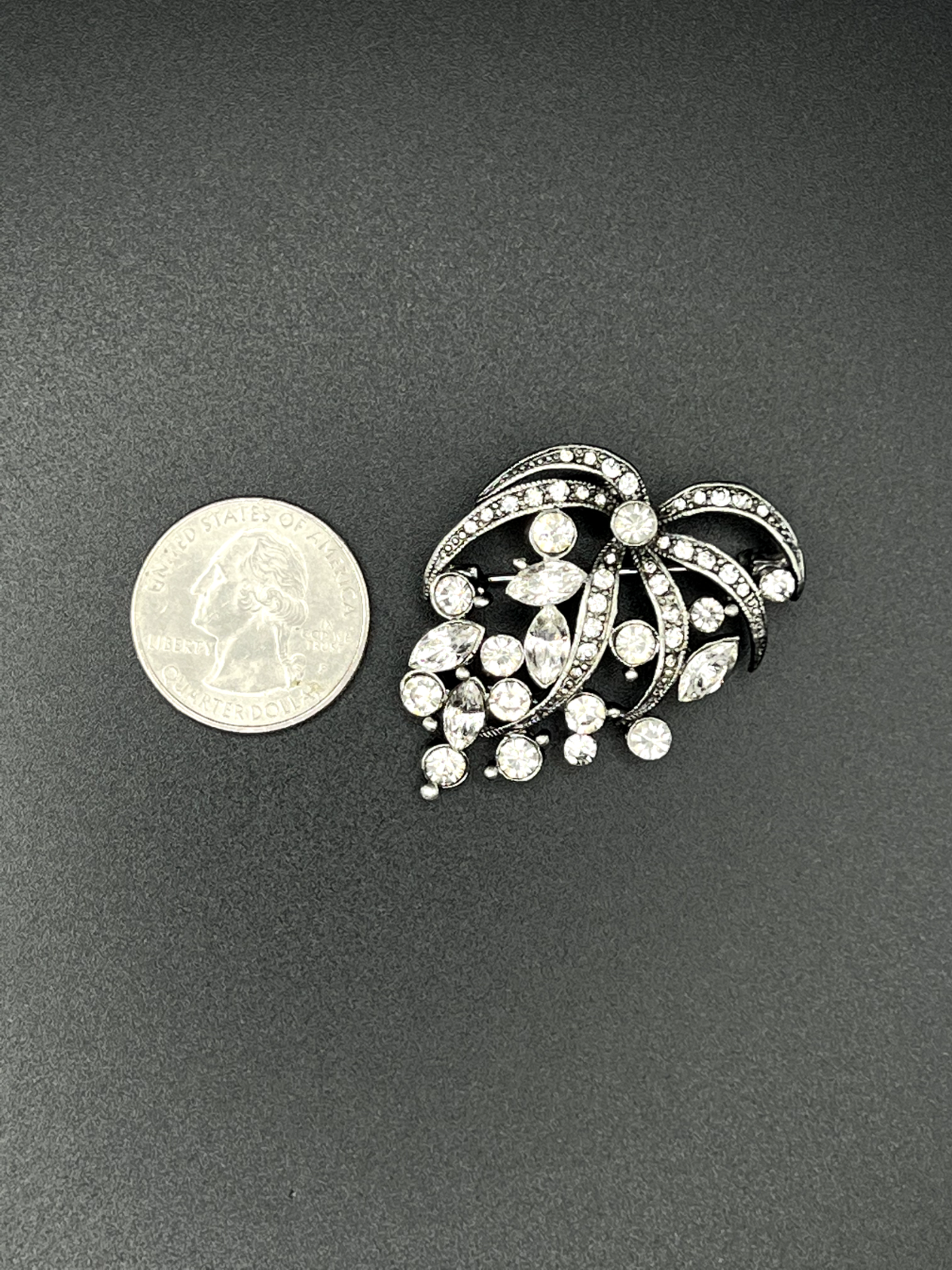 Vintage 50's Crystal Rhinestone Silver-Toned Brooch Pin