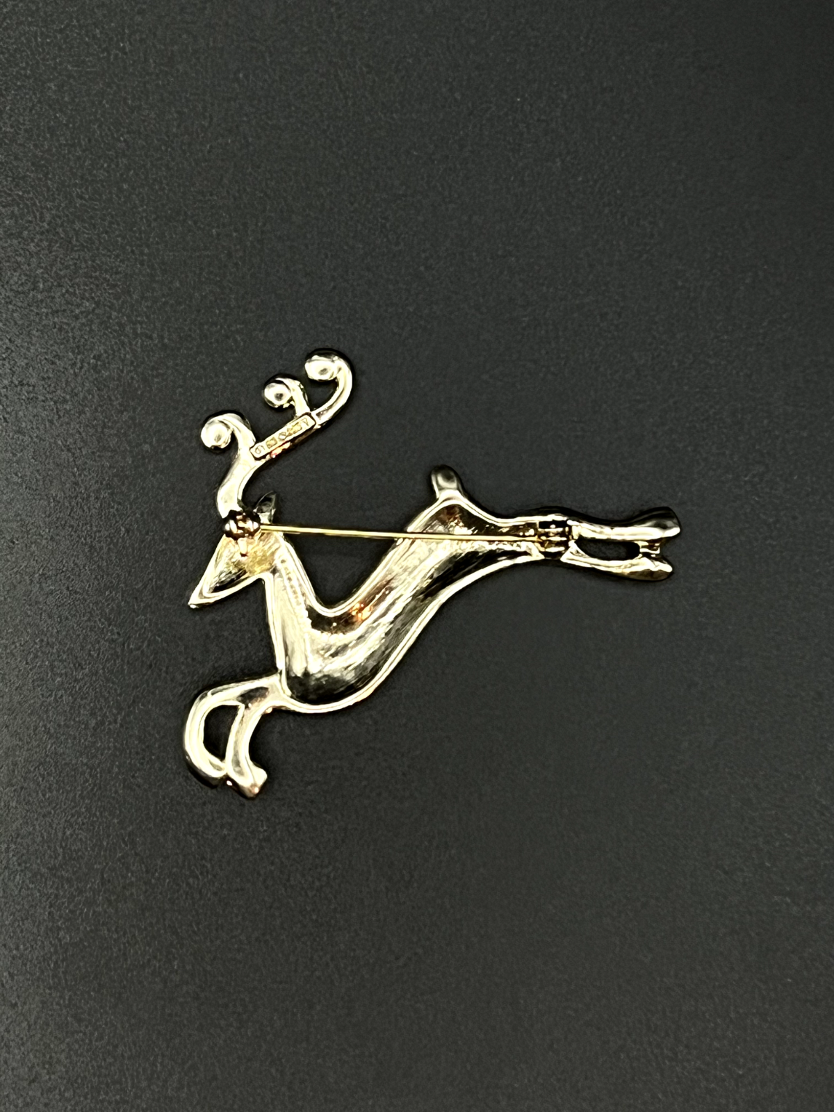 Vintage Gold-Toned Crystal Rhinestone Reindeer Brooch Pin