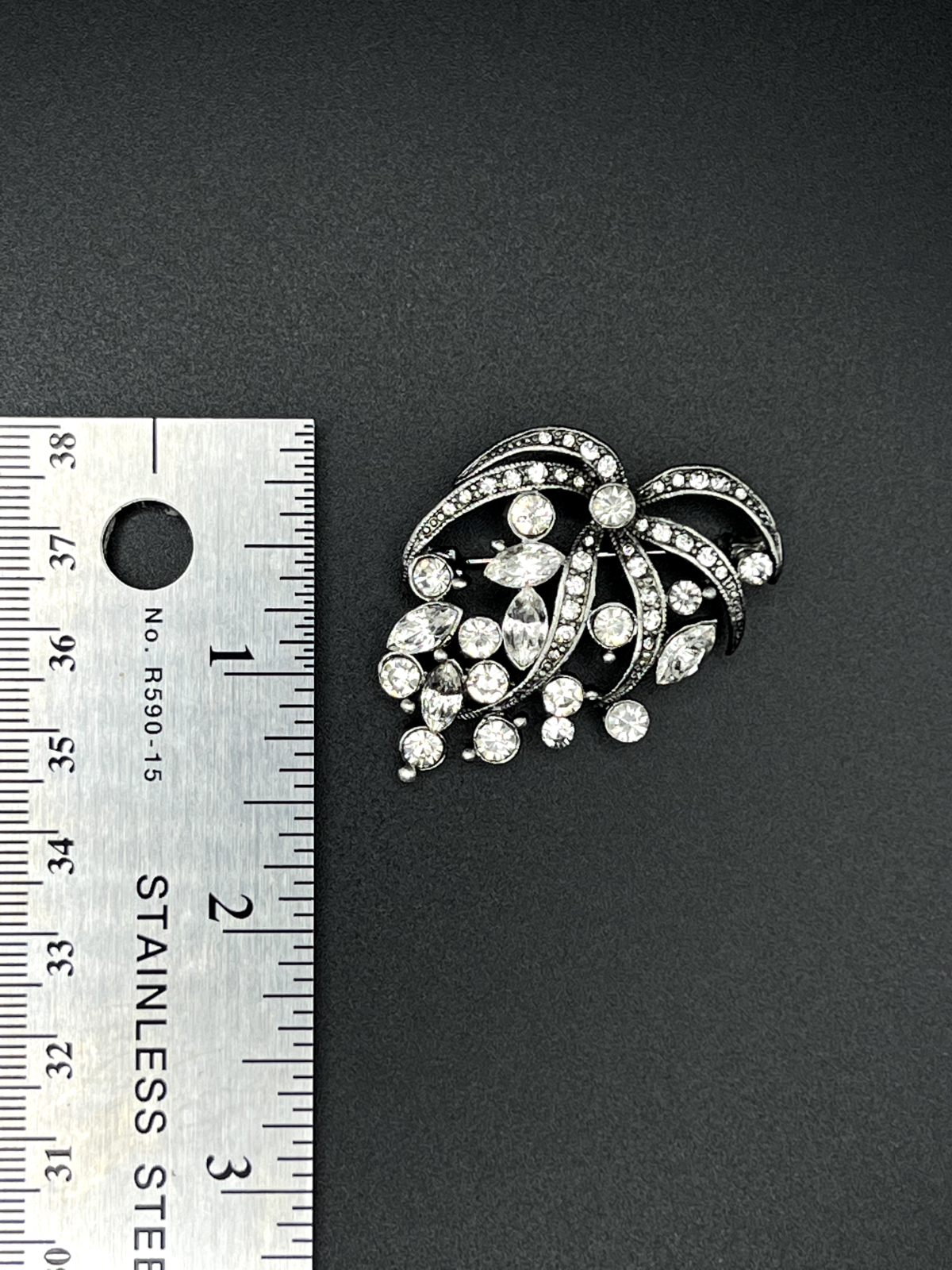 Vintage 50's Crystal Rhinestone Silver-Toned Brooch Pin