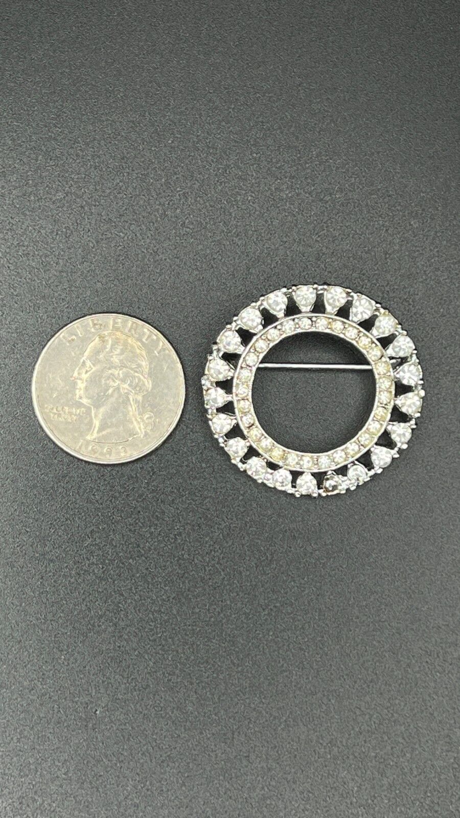 Vintage Silver-Toned CZ Cubic Zirconia Circle of Life Brooch Pin