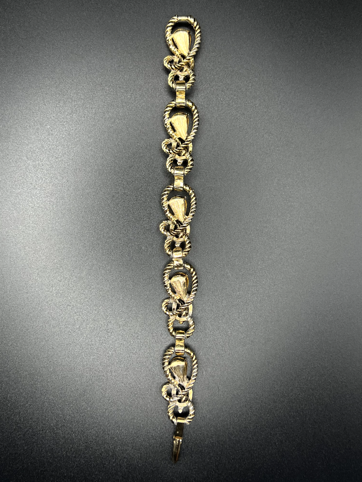 Vintage Gold-Toned Rope Chain Design with Clear Crystals Bracelet