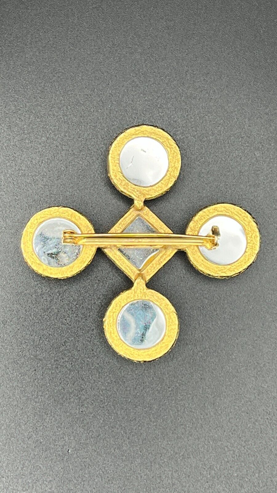 Vintage Gripoix Style Maltese Cross with Acrylic Cabochons Brooch Pin