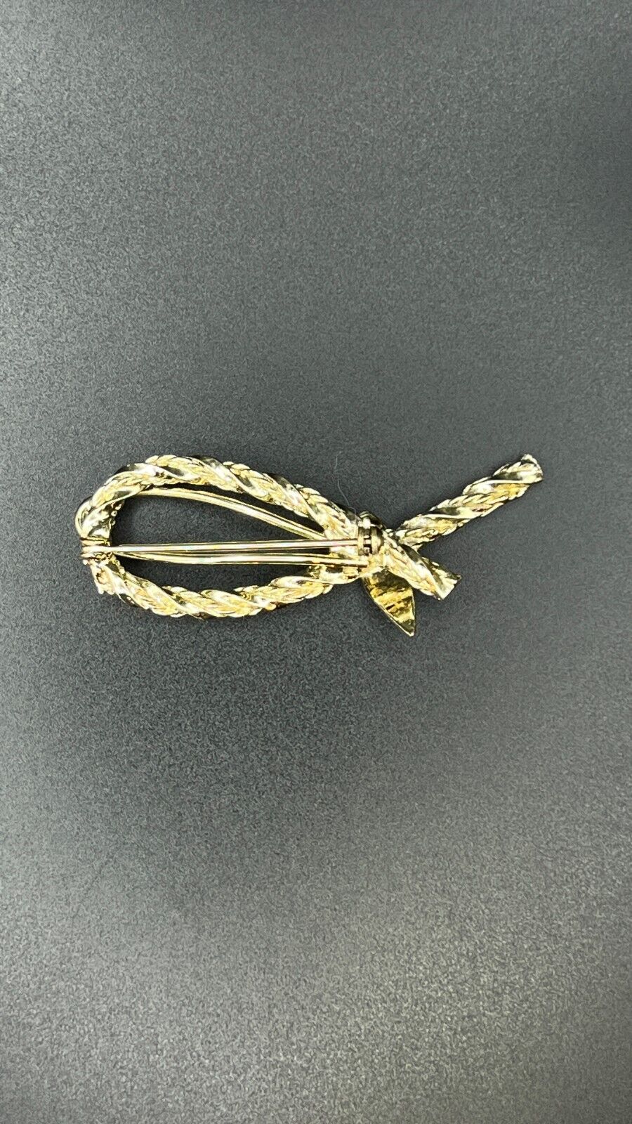 Vintage Gold-Toned Tied Rope Ribbon Elegant Brooch Pin