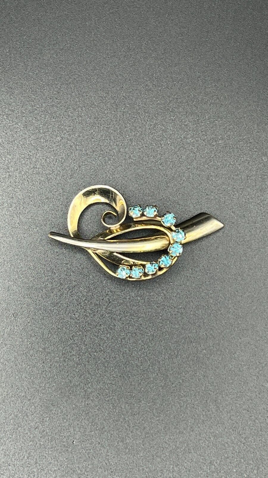 Vintage Sterling Silver and Gold Flash with Blue Stones Brooch Pin