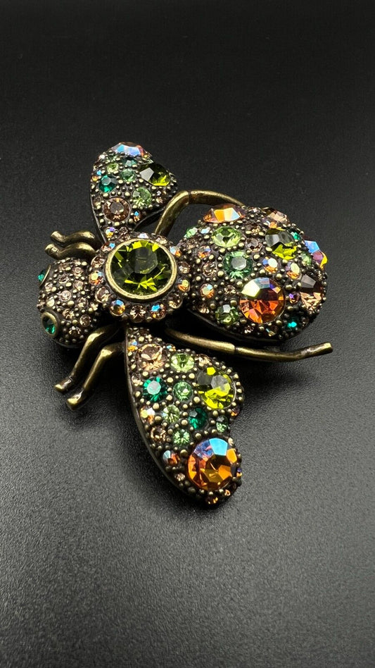 Vintage Rare Signed JOAN RIVERS Multi-Color Crystal Bee Brooch Pin