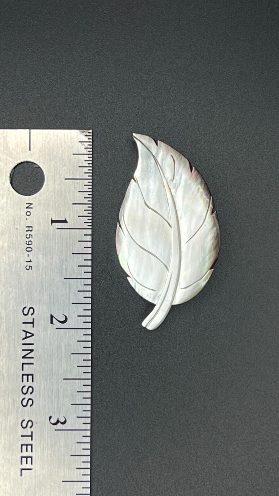 Vintage Iridescent Shell Leaf  Brooch Pin