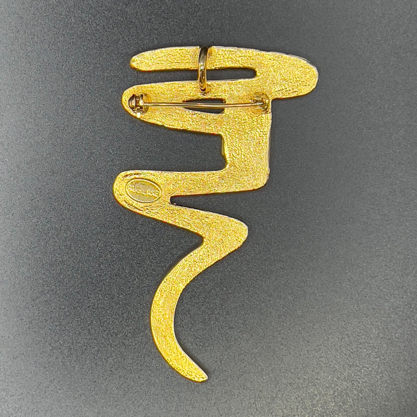 Vintage Gold-Toned Zig Zag Squiggle Signed ParkLane Rhinestones Brooch Pin