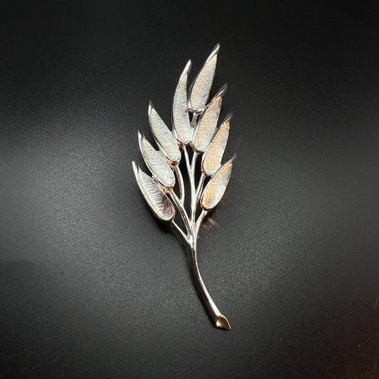 Vintage Large Signed Judy Lee Silver-Toned Leaf Brooch Pin