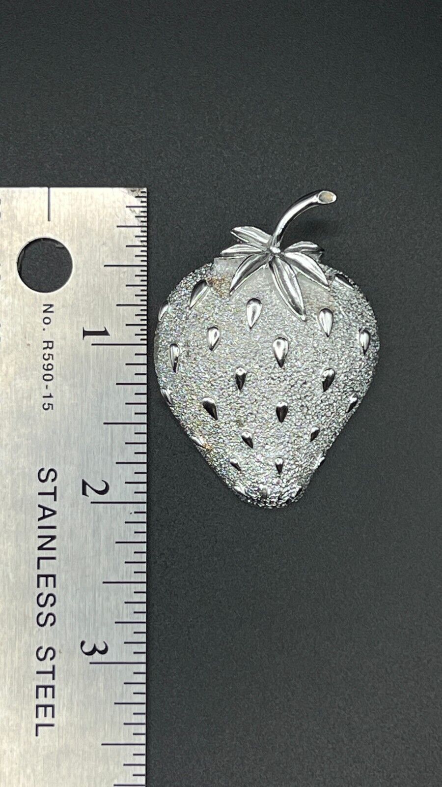 Vintage Novelty Sarah Coventry Signed Silver-Toned Strawberry Brooch Pin