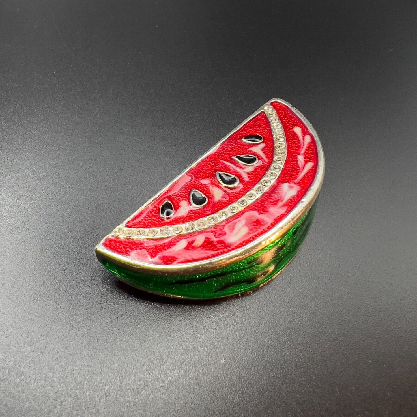 Vintage Lovely Novelty Enameled Watermelon Brooch Pin