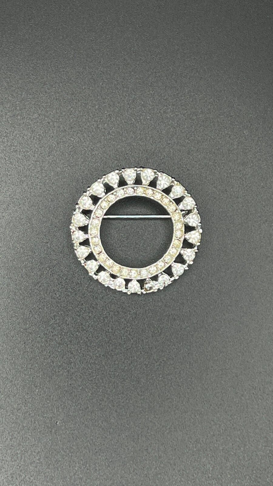 Vintage Silver-Toned CZ Cubic Zirconia Circle of Life Brooch Pin