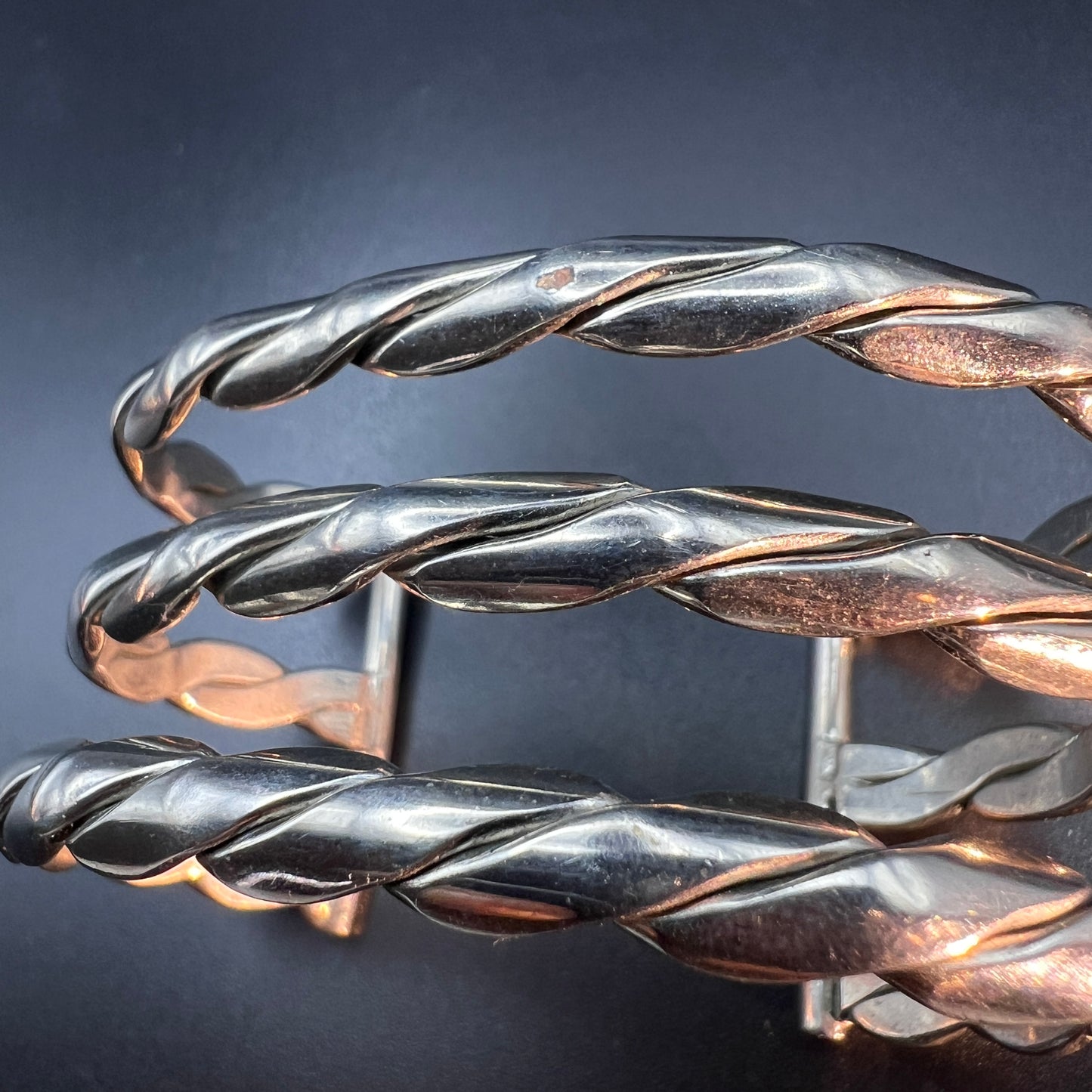 Vintage Silver-Tone Woven Cuff Bracelet