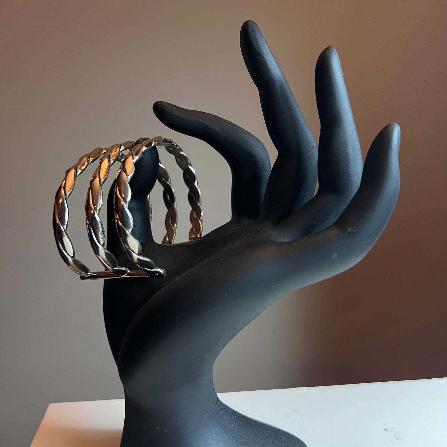 Vintage Silver-Tone Woven Cuff Bracelet