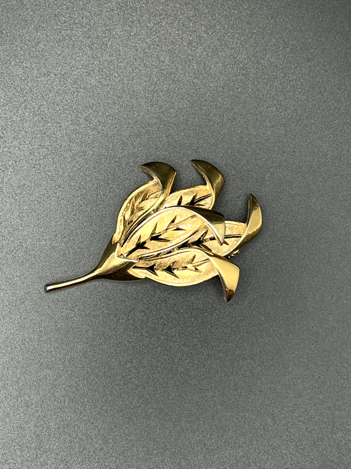 Vintage Signed TRIFARI Cut Work Gold-Toned Flower Brooch Pin