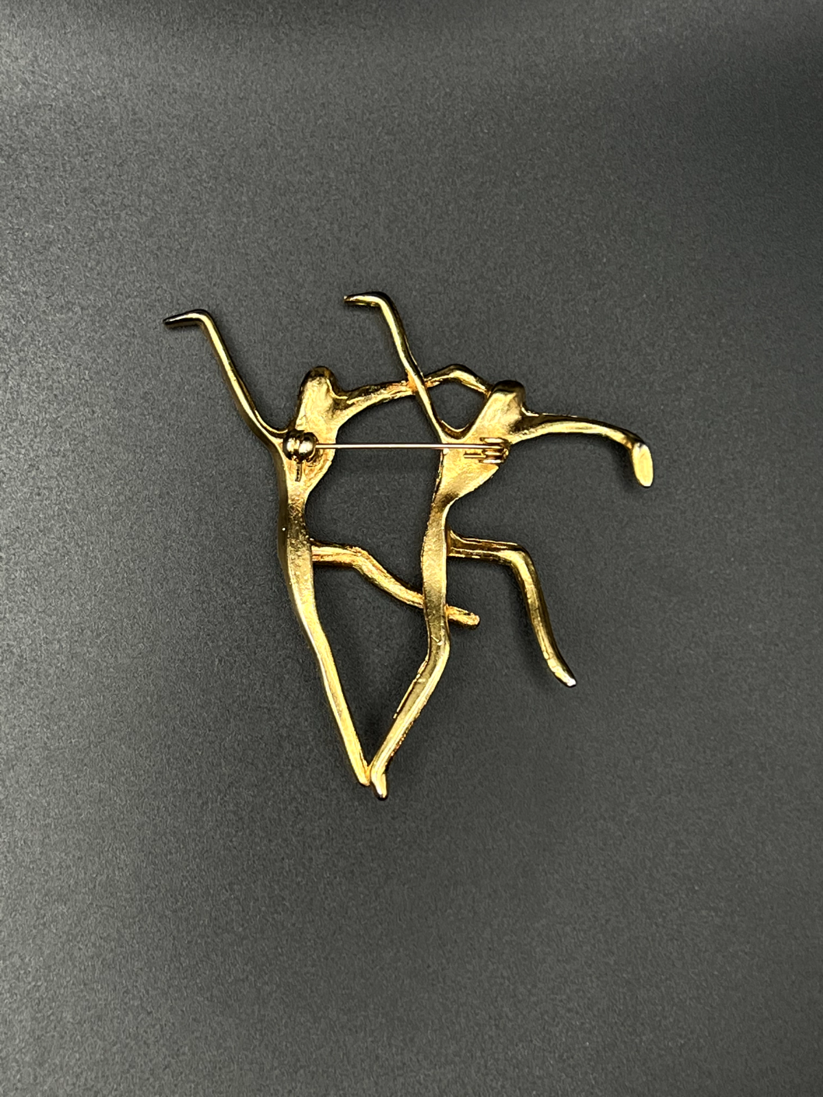 Vintage Modernist Gold-Toned Dancing Couple Brooch Pin