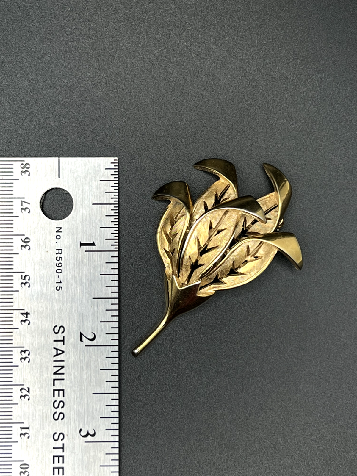 Vintage Signed TRIFARI Cut Work Gold-Toned Flower Brooch Pin