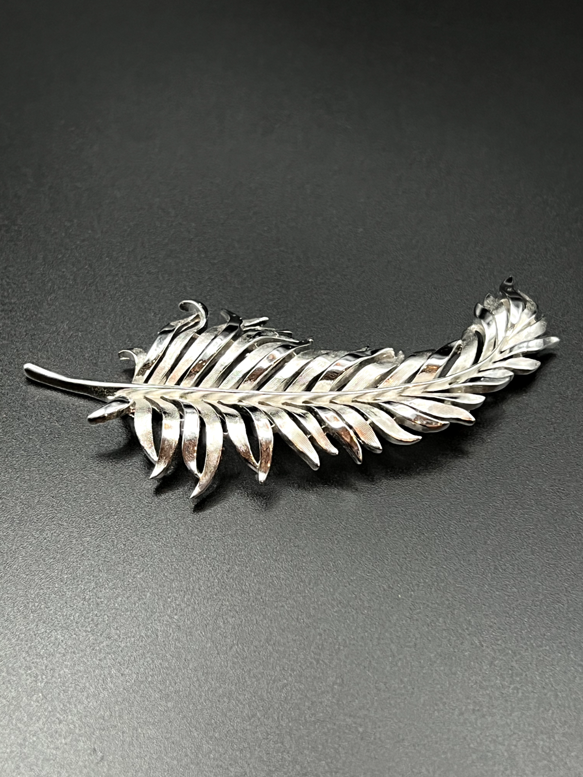 Vintage Gleaming TRIFARI Signed Feather Brooch Pin