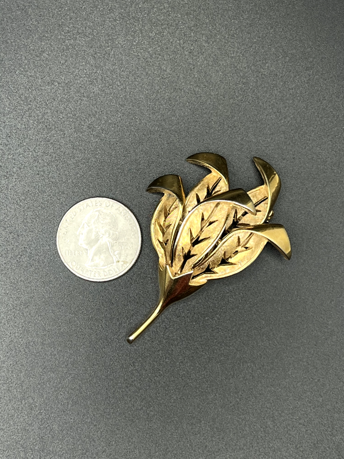 Vintage Signed TRIFARI Cut Work Gold-Toned Flower Brooch Pin