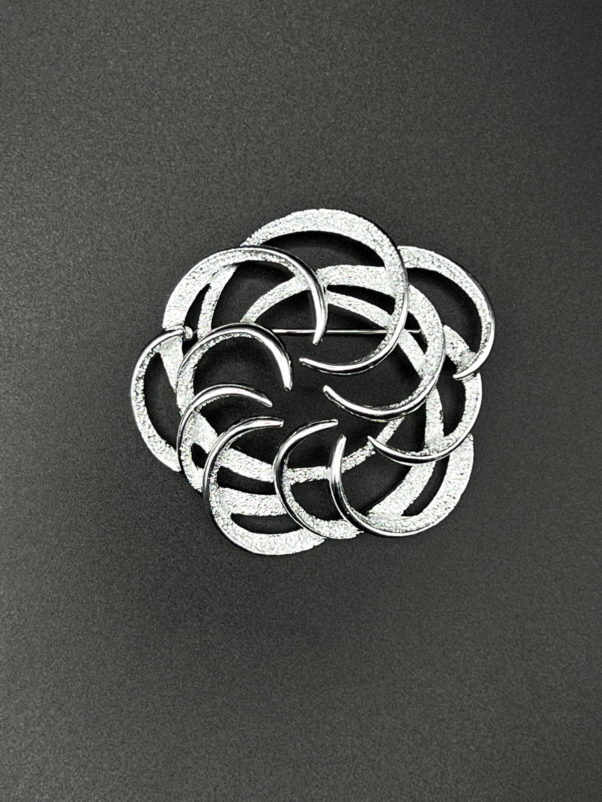 Vintage SARAH COVENTRY Silver-Toned Swirl Wreath Brooch Pin